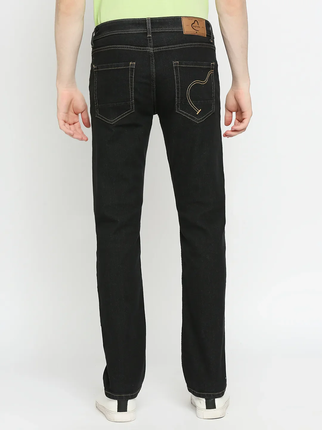 Black Slim Straight Fit Men's Denims by Being Human Clothing - Image 4