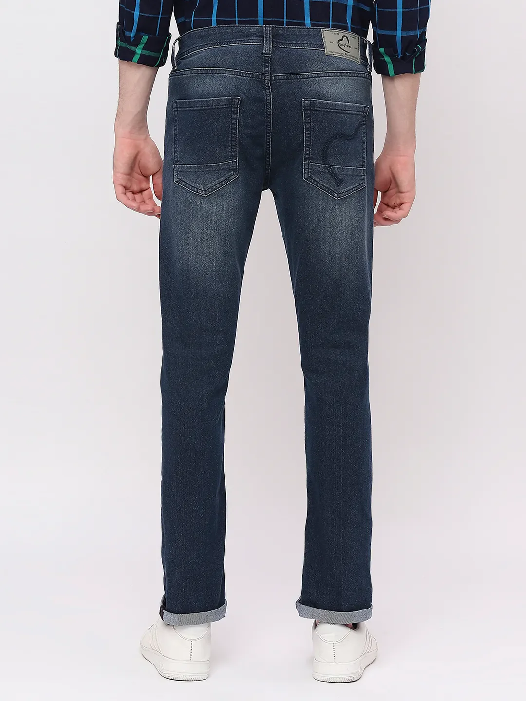 Blue Slim Straight Fit Men's Denims by Being Human Clothing - Image 4