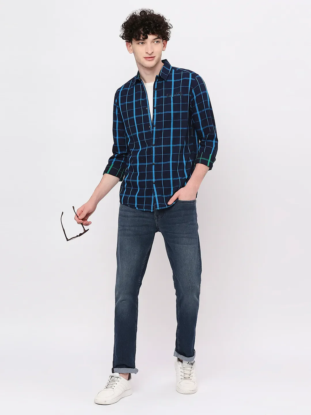 Blue Slim Straight Fit Men's Denims by Being Human Clothing - Image 6