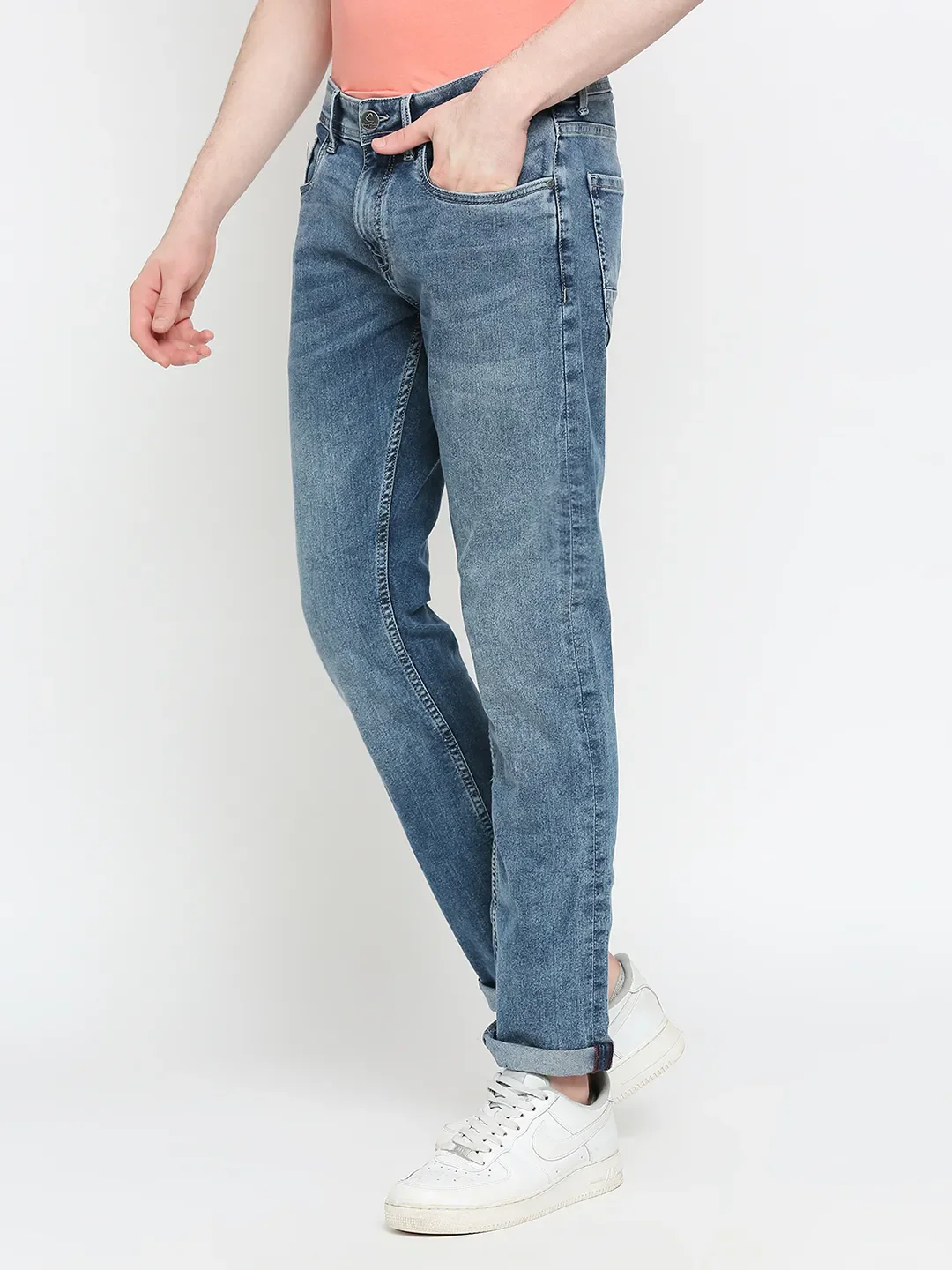 Blue Slim Straight Fit Men's Denims by Being Human Clothing - Image 2