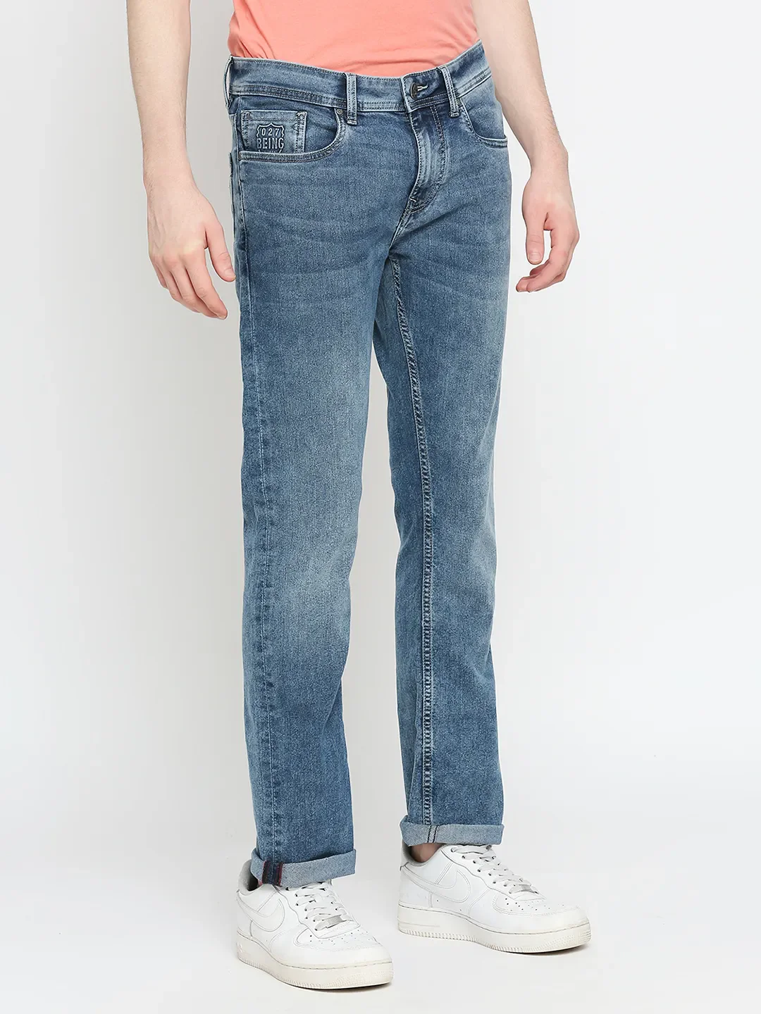 Blue Slim Straight Fit Men's Denims by Being Human Clothing - Image 3