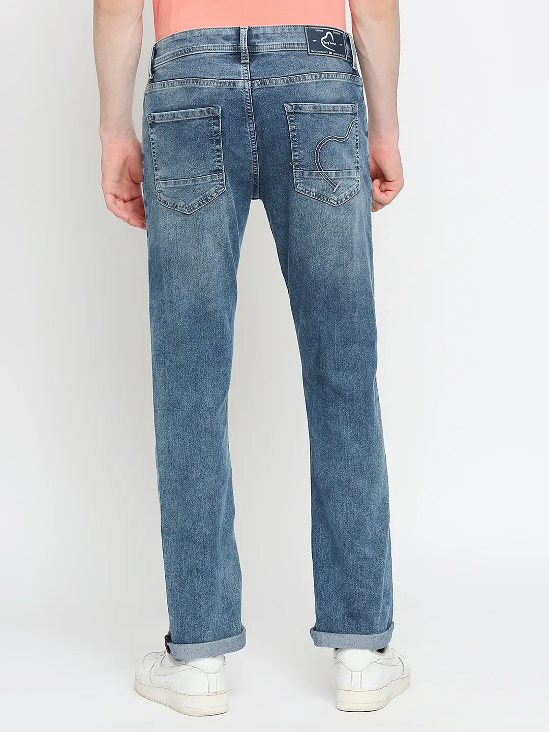 Blue Slim Straight Fit Men's Denims by Being Human Clothing - Image 4
