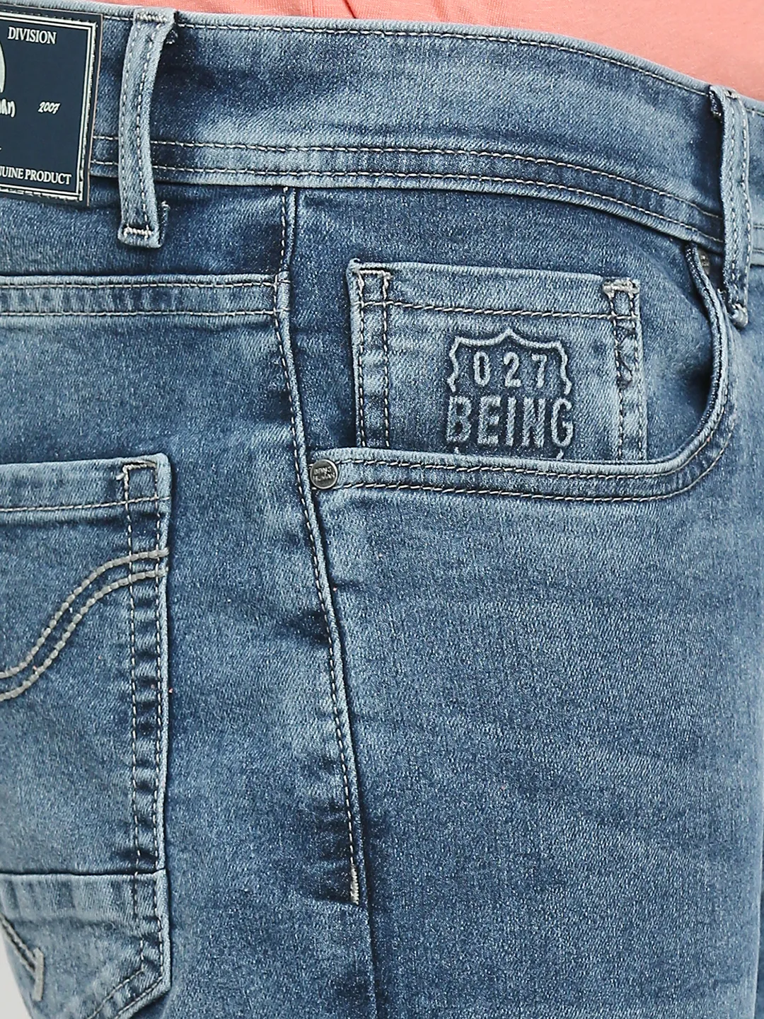 Blue Slim Straight Fit Men's Denims by Being Human Clothing - Image 5