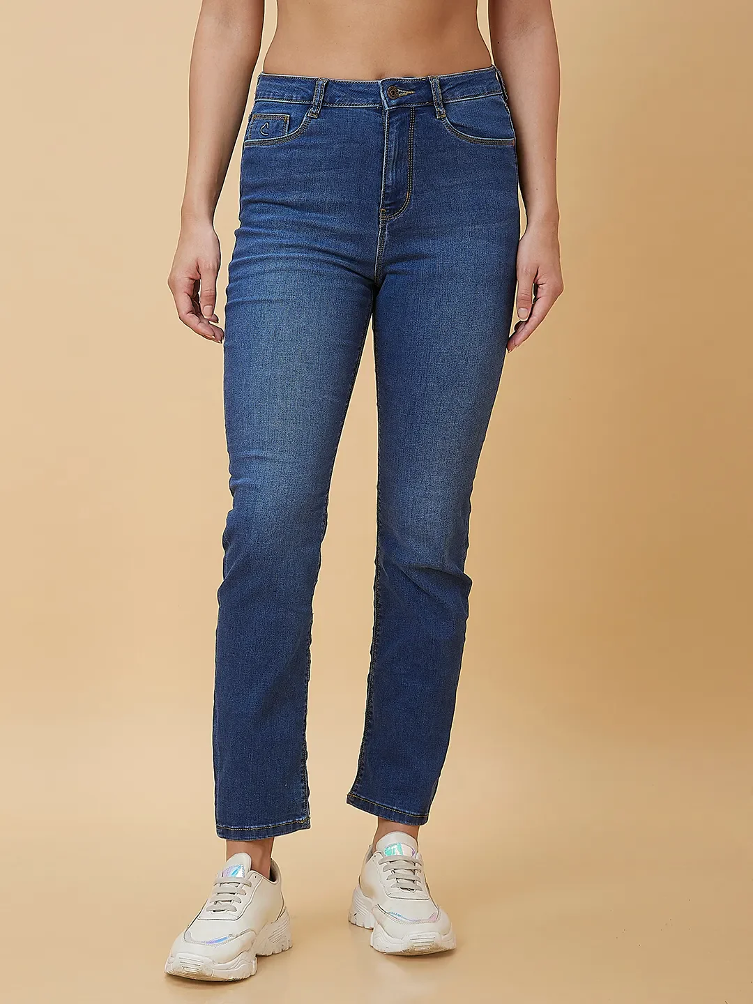 Dark Blue Slim Straight Fit Women's Denim By Being Human Clothing