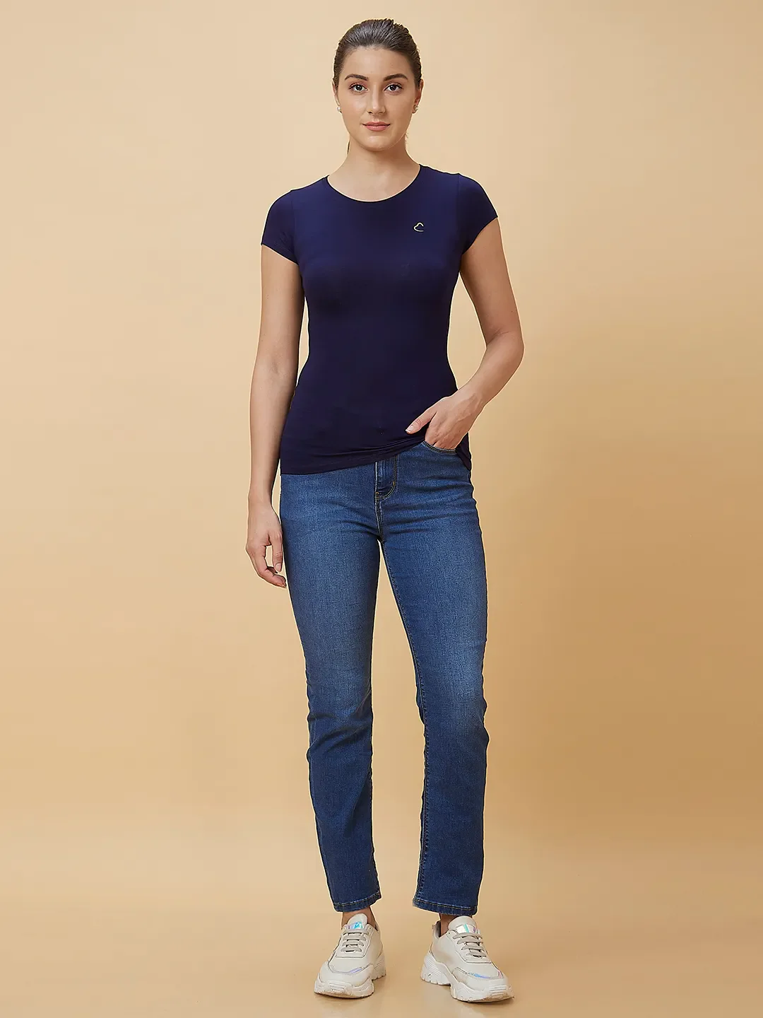 Dark Blue Slim Straight Fit Women's Denim By Being Human Clothing - Image 2