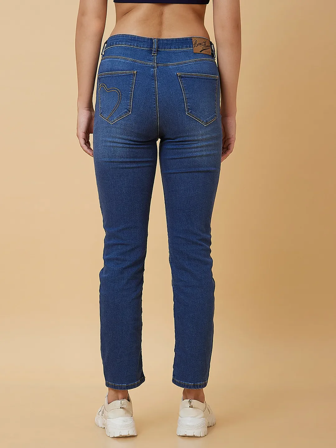 Dark Blue Slim Straight Fit Women's Denim By Being Human Clothing - Image 3