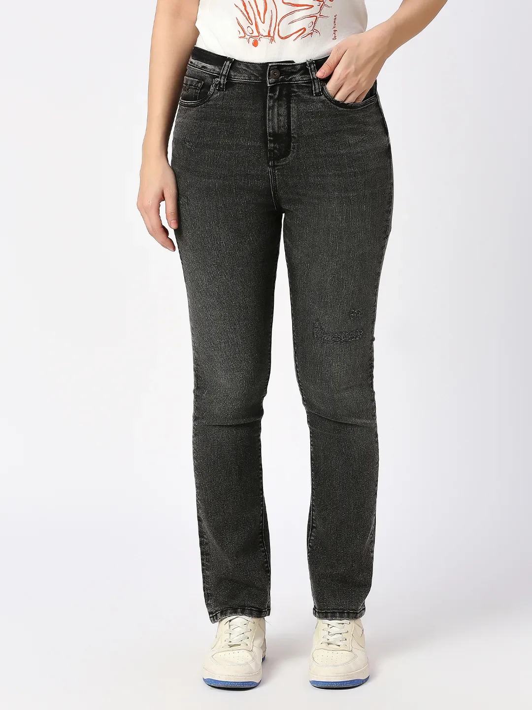 Black Slim Fit High Rise Women's Denim By Being Human Clothing