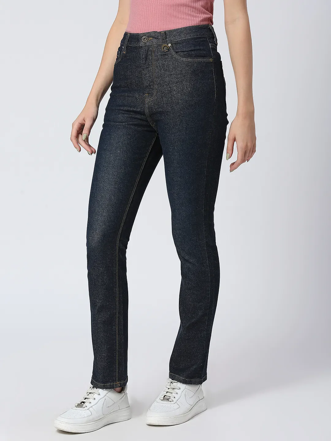 Dark Indigo Slim Straight High Rise Women's Denim By Being Human Clothing - Image 2