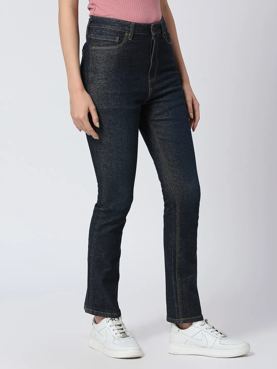 Dark Indigo Slim Straight High Rise Women's Denim By Being Human Clothing - Image 3
