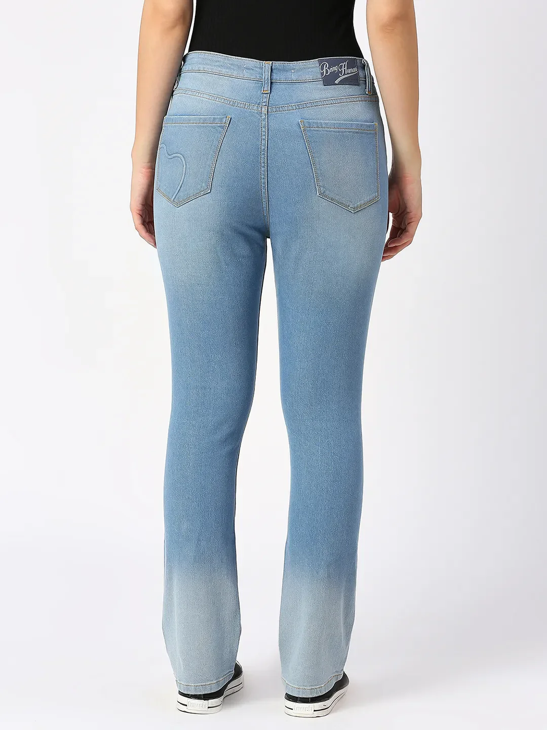 Light Blue Slim Straight High Rise Women's Denim By Being Human Clothing - Image 4