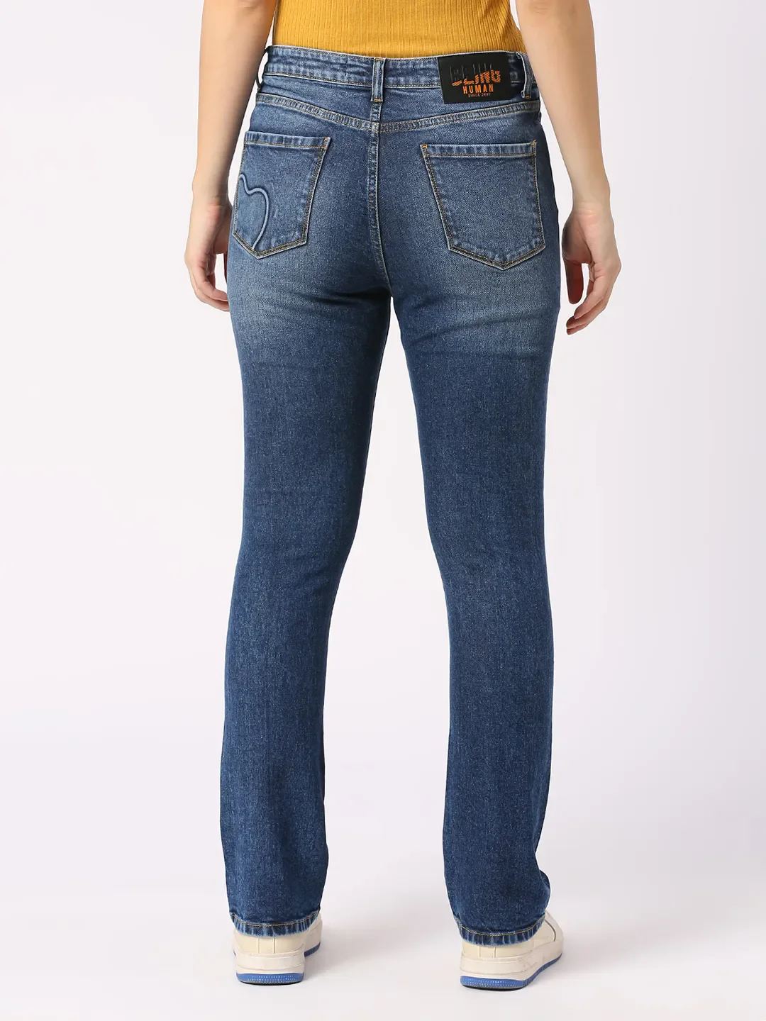 Blue Slim Straight High Rise Women's Denim By Being Human Clothing - Image 4