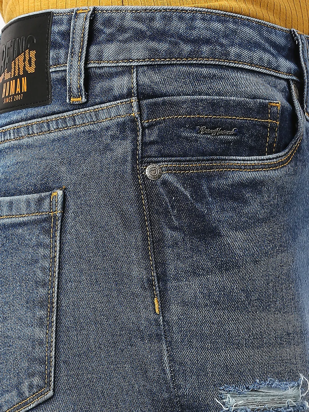 Blue Slim Straight High Rise Women's Denim By Being Human Clothing - Image 5