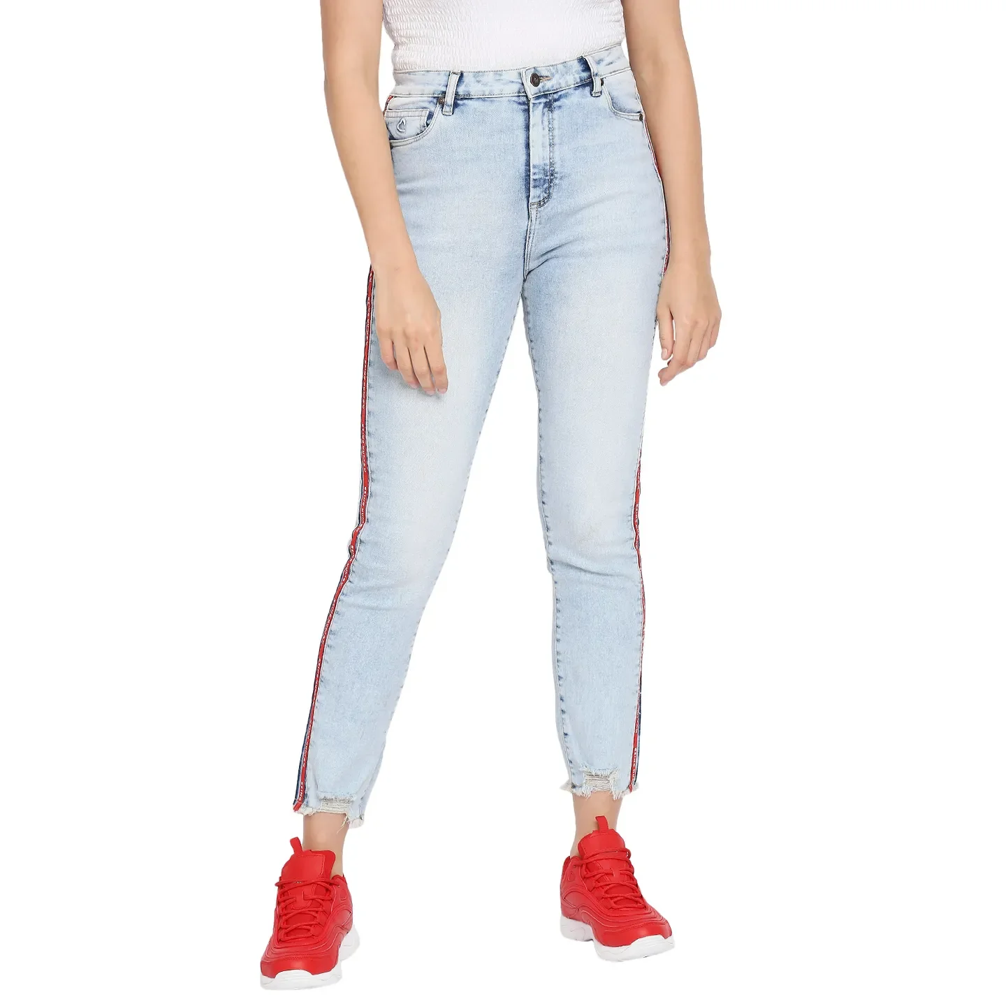 Blue High Rise Straight Fit Cotton Women's Denims by Being Human Clothing