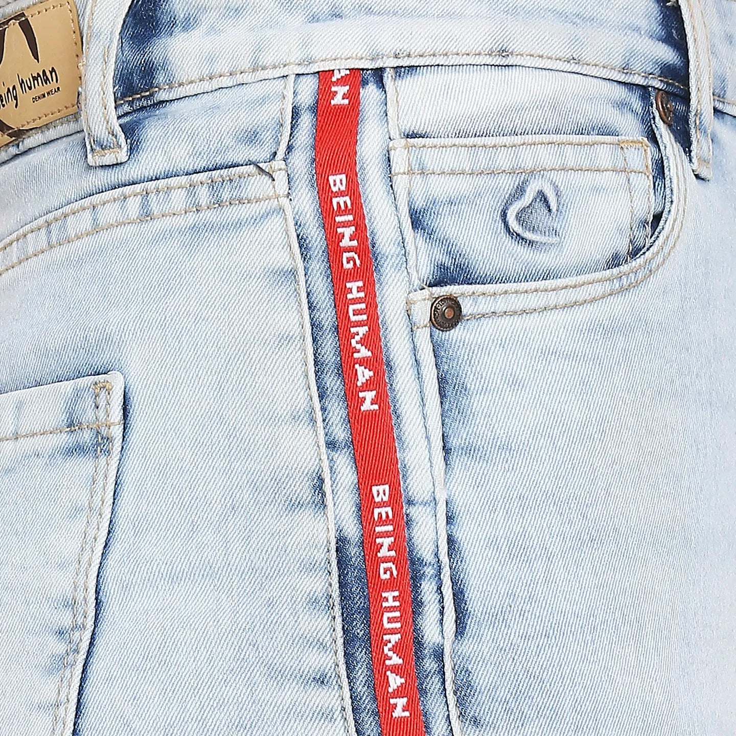 Blue High Rise Straight Fit Cotton Women's Denims by Being Human Clothing - Image 4