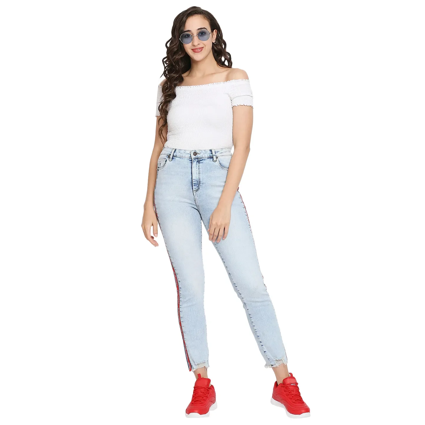 Blue High Rise Straight Fit Cotton Women's Denims by Being Human Clothing - Image 5
