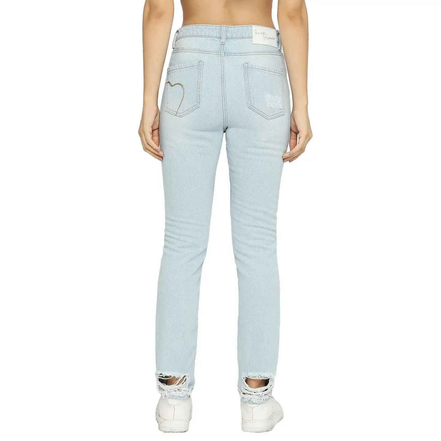 Light Blue High Rise Straight Fit Women's Denim By Being Human Clothing - Image 4