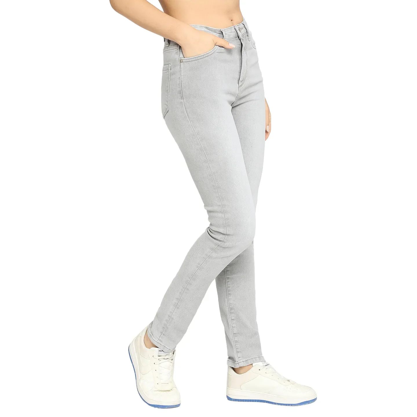Grey High Rise Straight Fit Women's Denims By Being Human Clothing - Image 3
