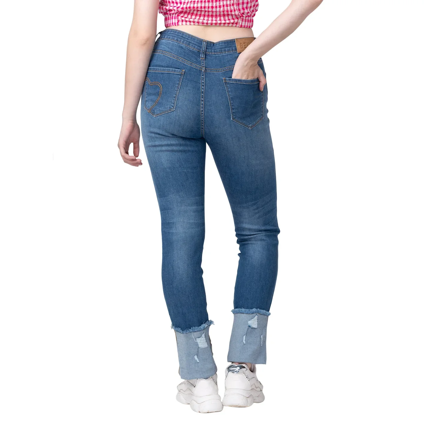 Blue High Rise Straight Fit Women's Denim By Being Human Clothing - Image 3