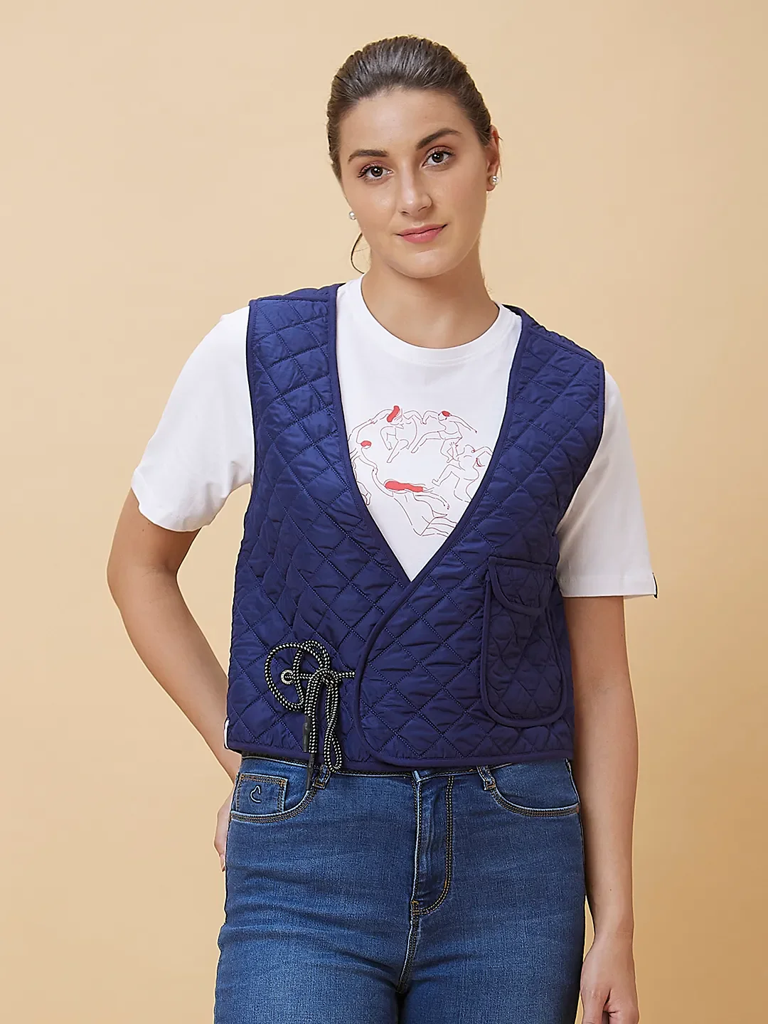 Cobalt & Black Waist Coat Women's Jacket By Being Human Clothing