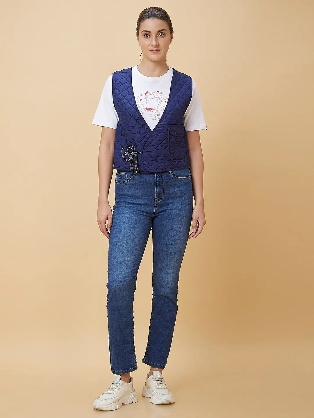 Cobalt & Black Waist Coat Women's Jacket By Being Human Clothing - Image 2