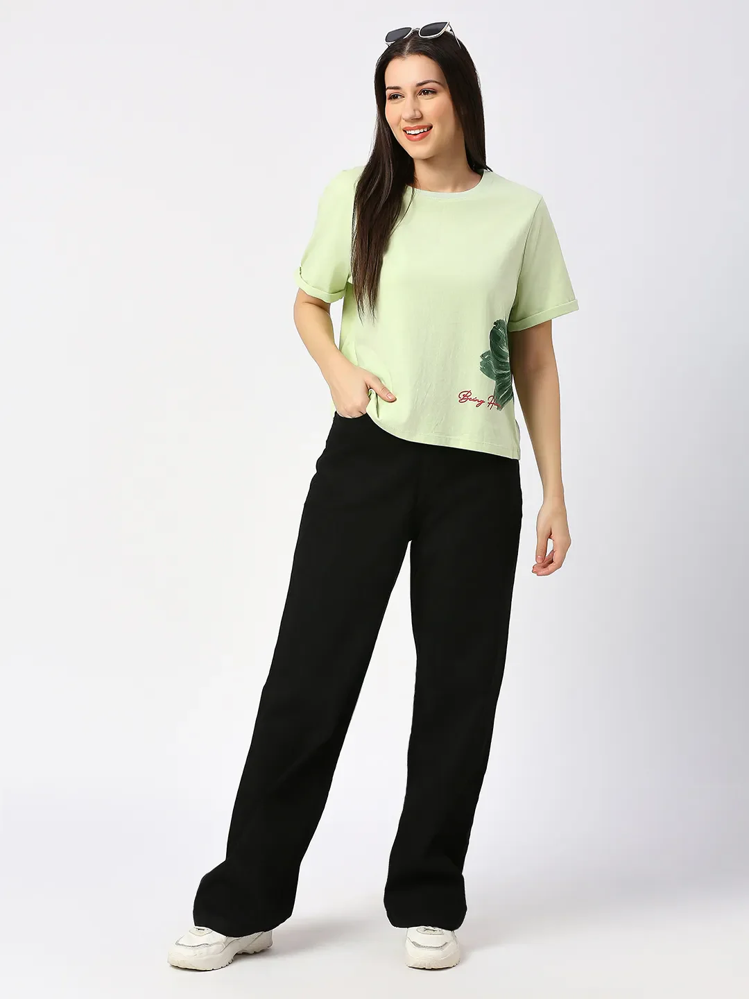 Black Wide Flare Leg High Rise Women's Denim By Being Human Clothing - Image 7