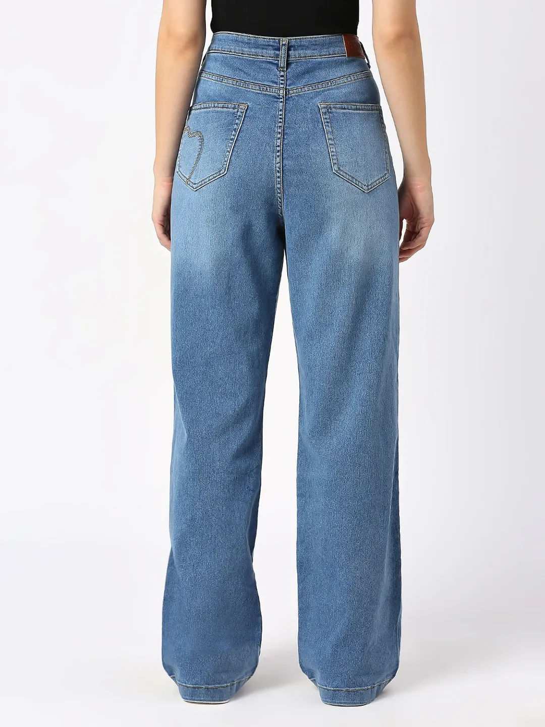 Blue Wide Flare Leg High Rise Women's Denim By Being Human Clothing - Image 3