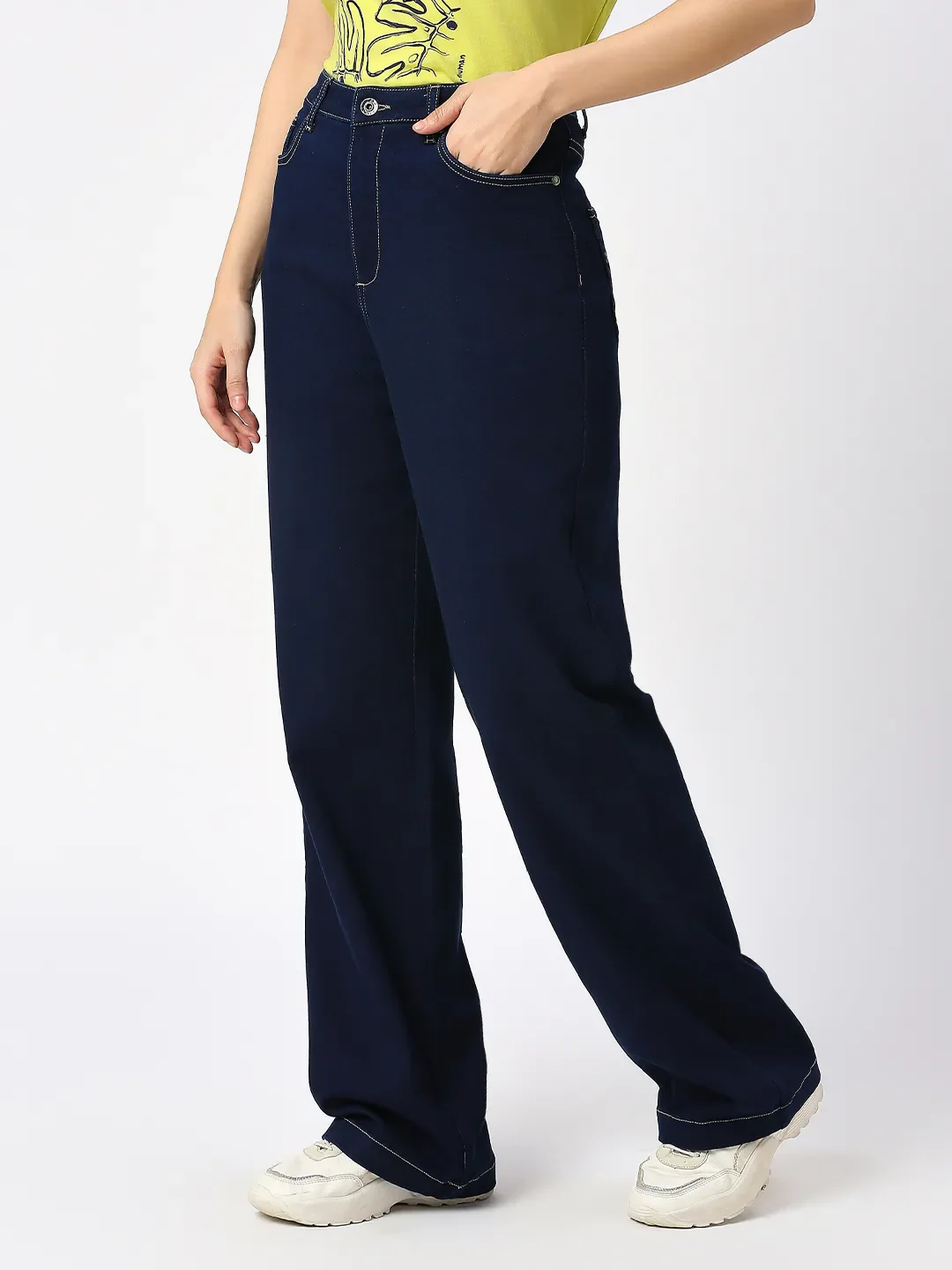Indigo Wide Flare Leg High Rise Women's Denim By Being Human Clothing - Image 2