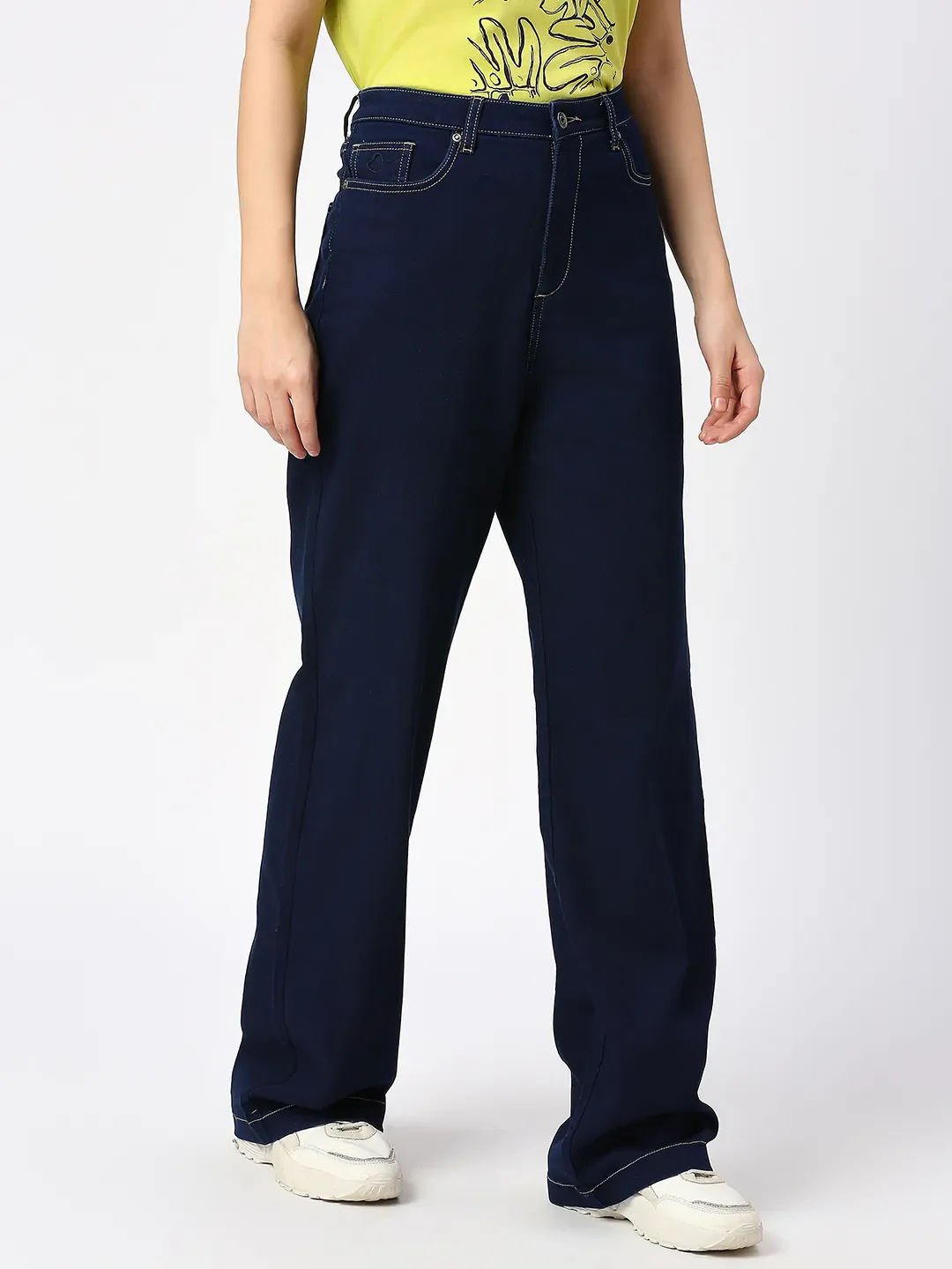 Indigo Wide Flare Leg High Rise Women's Denim By Being Human Clothing - Image 3