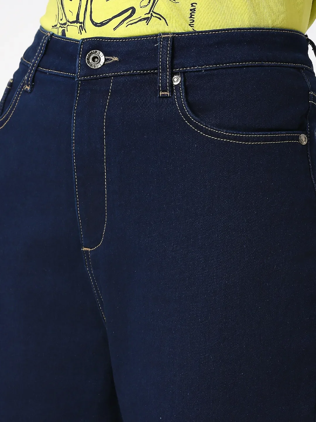 Indigo Wide Flare Leg High Rise Women's Denim By Being Human Clothing - Image 5