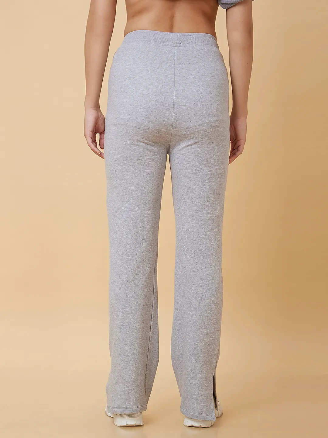 Grey Wide Leg Fit Women's Cotton Track Pants By Being Human Clothing - Image 3