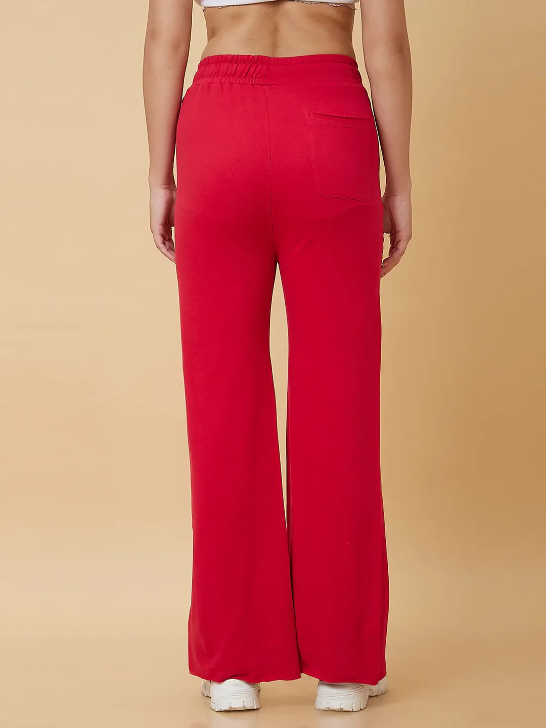 Red Wide Leg Fit Women's Track Pants By Being Human Clothing - Image 3