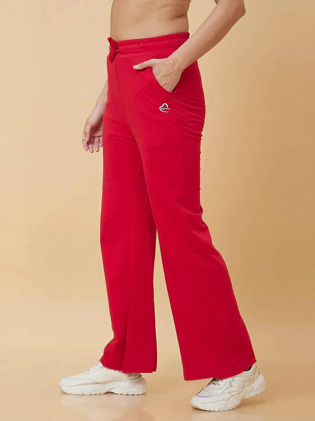 Red Wide Leg Fit Women's Track Pants By Being Human Clothing - Image 4