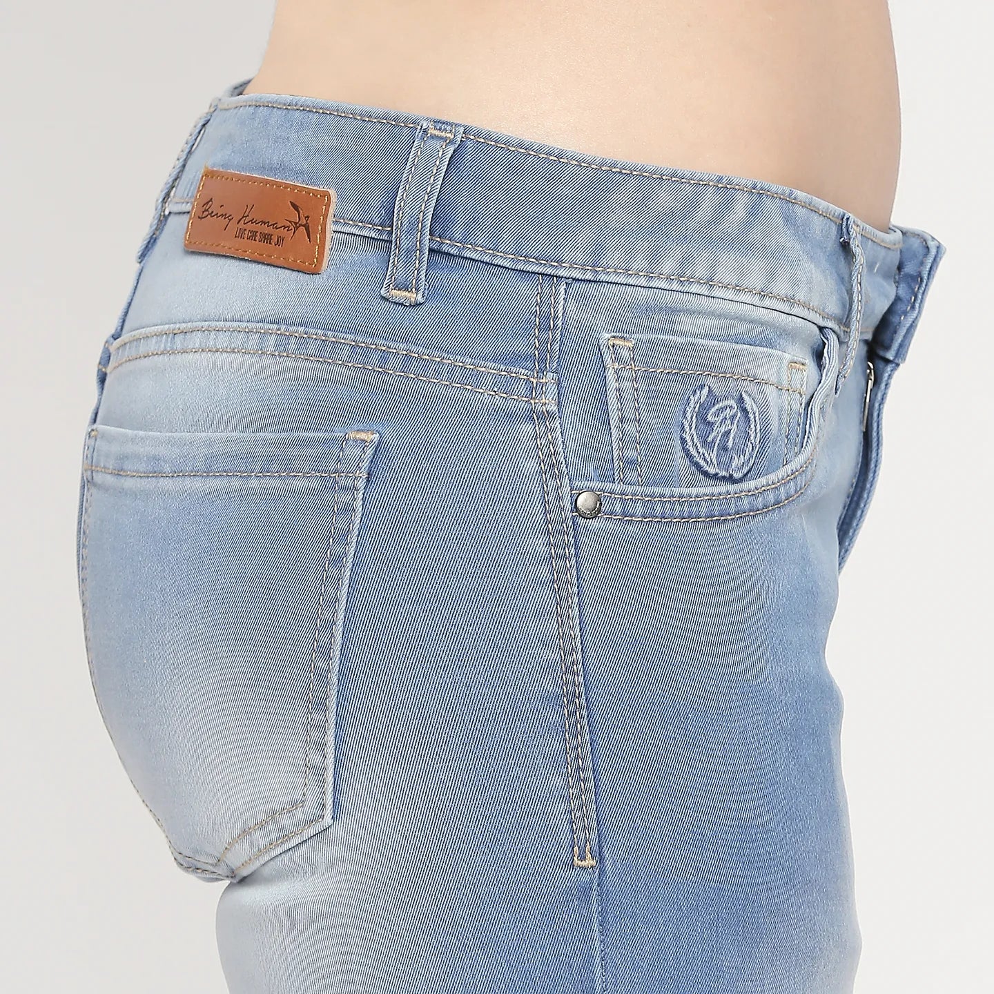 Blue Mid Rise Skinny Fit Women's Denims by Being Human Clothing - Image 4