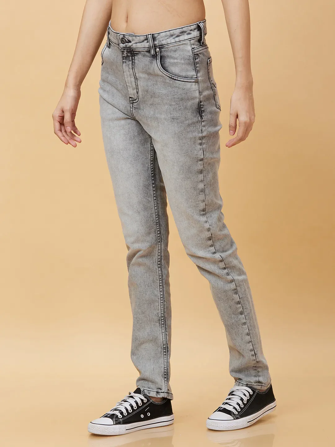 Grey Slim Straight Fit Women's Denim By Being Human Clothing - Image 4