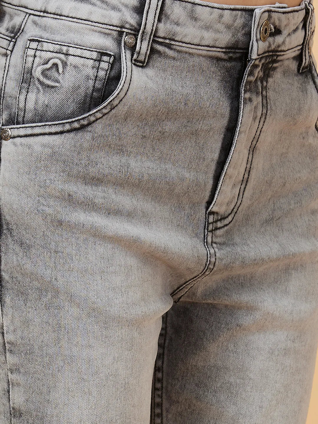 Grey Slim Straight Fit Women's Denim By Being Human Clothing - Image 5