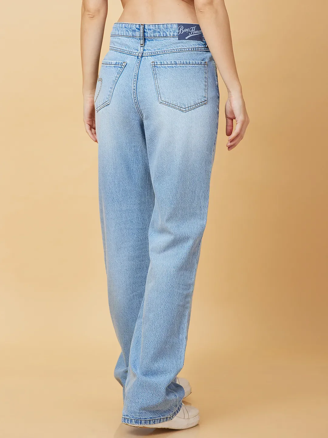 Blue Wide Leg Fit Women's Denim By Being Human Clothing - Image 3