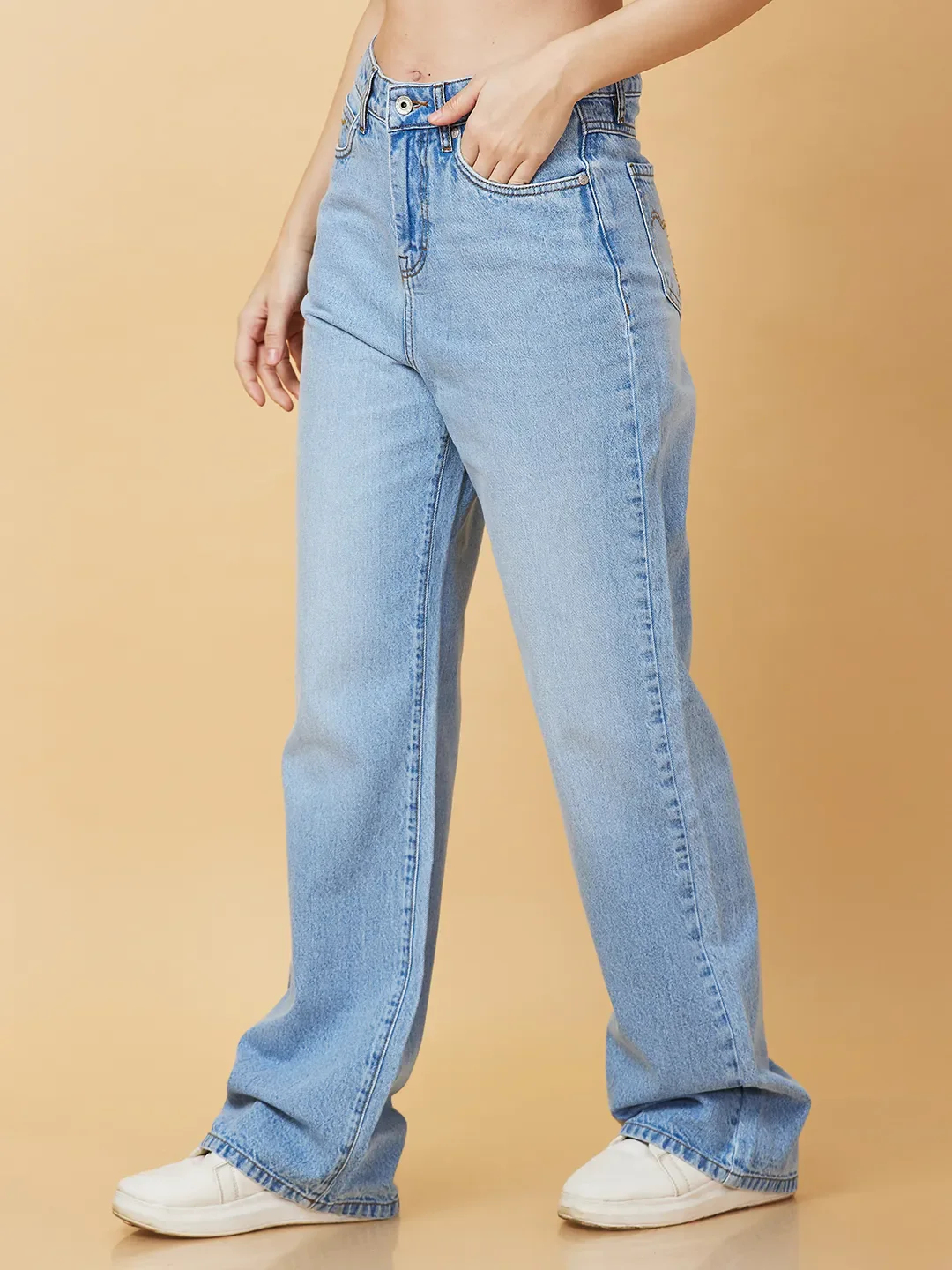 Blue Wide Leg Fit Women's Denim By Being Human Clothing - Image 4