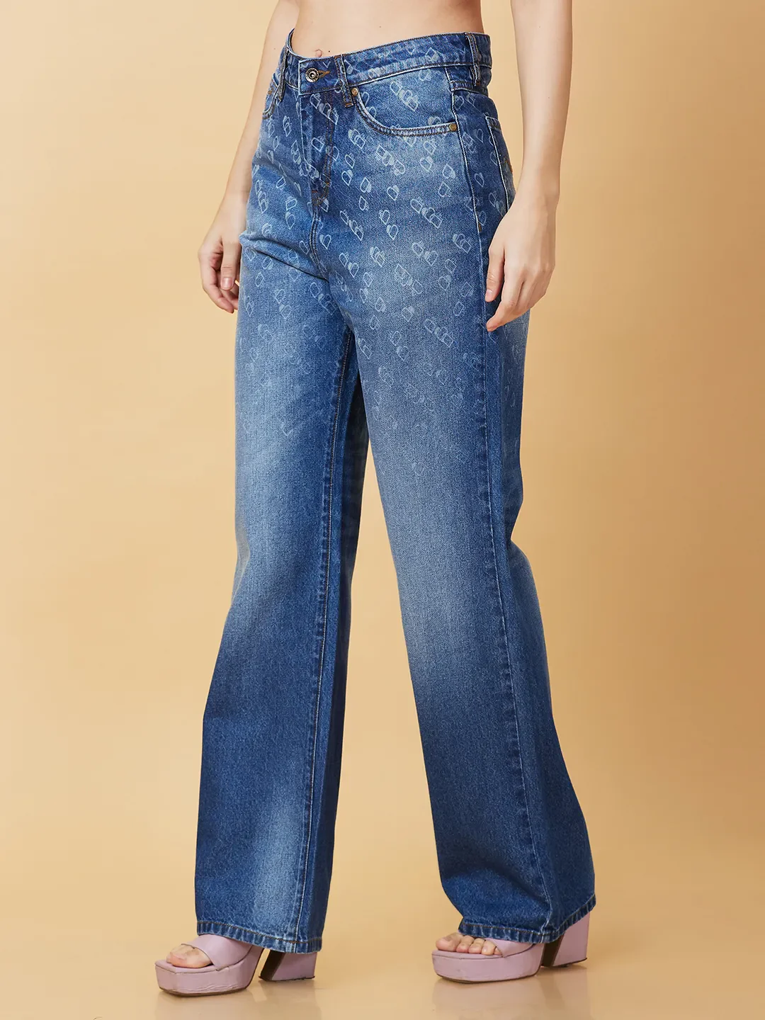 Blue Wide Leg Fit Women's Denim By Being Human Clothing - Image 4