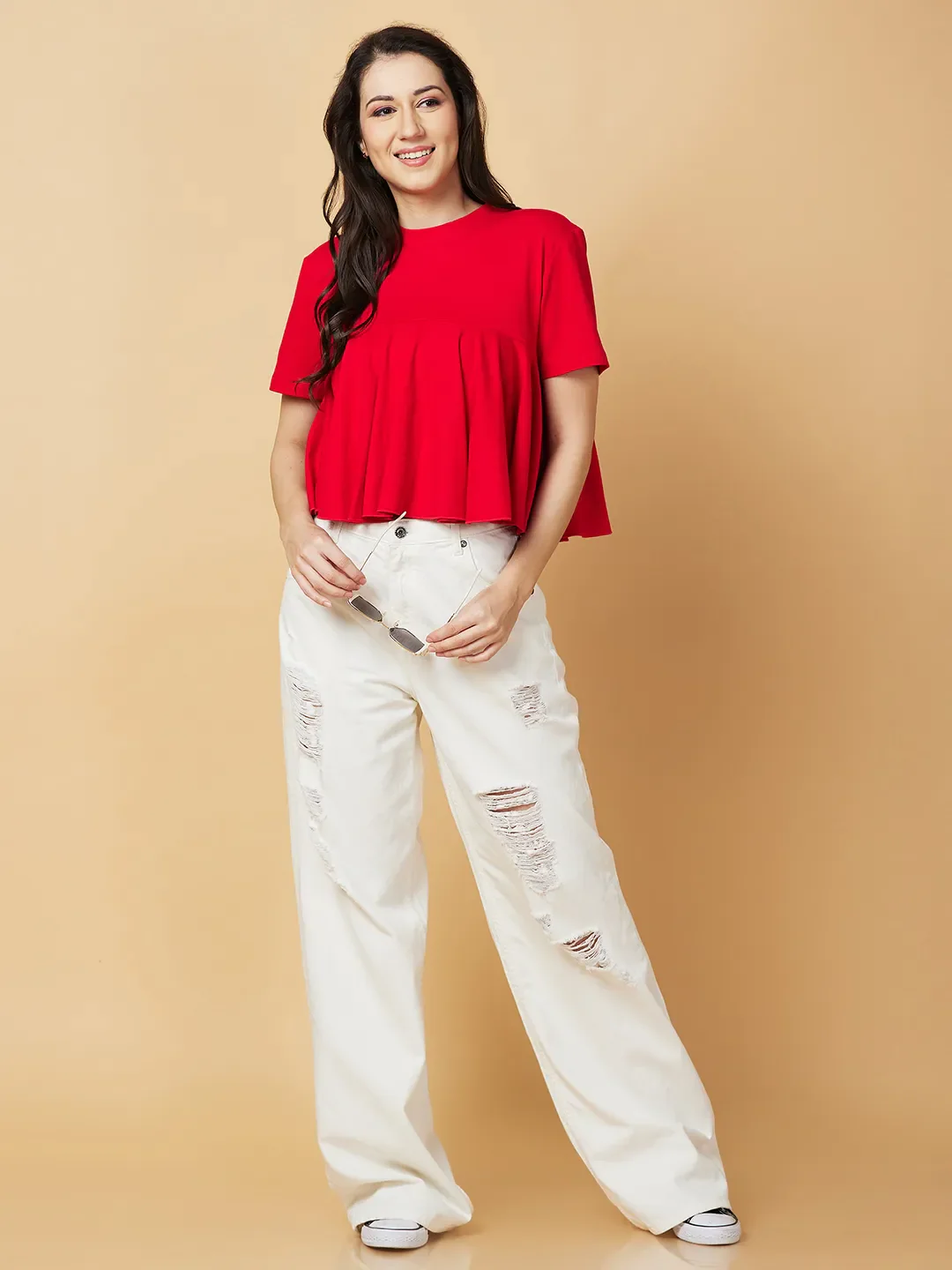 White Wide Leg Fit Women's Denim By Being Human Clothing - Image 6