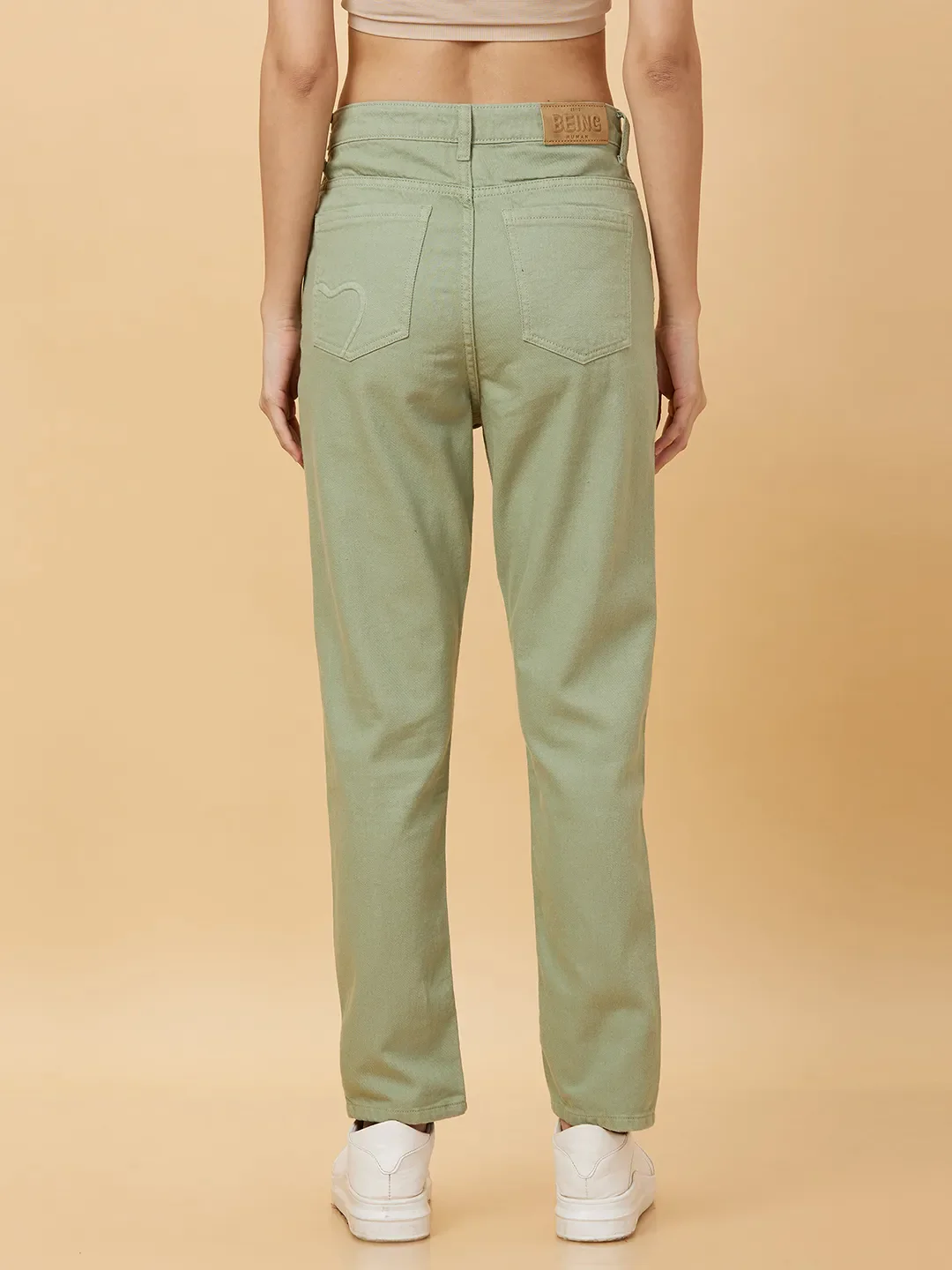Olive Green Boyfriend Fit Women's Denim By Being Human Clothing - Image 3