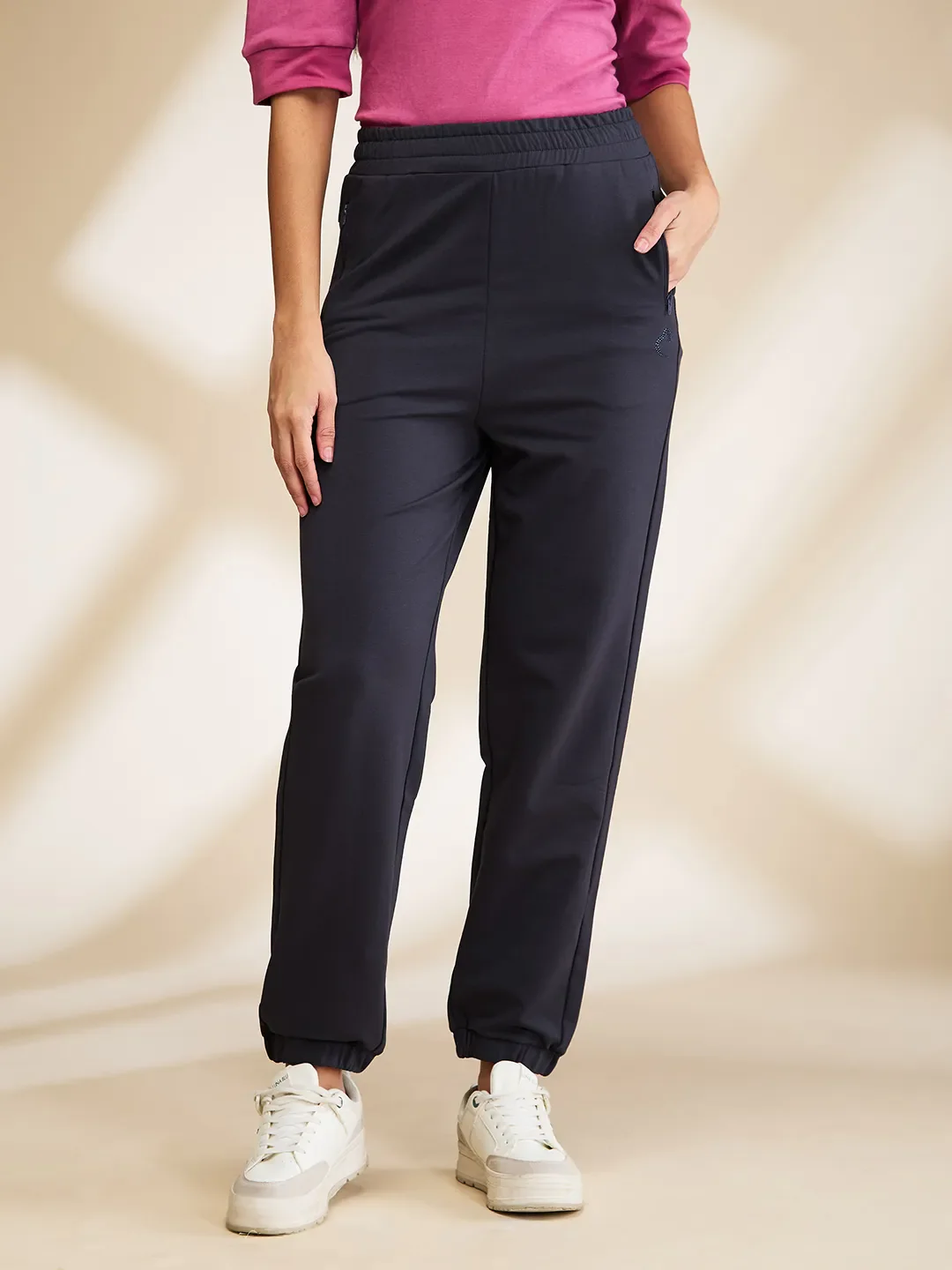 Grey Relaxed Fit Women's Cotton Blend Joggers By Being Human Clothing