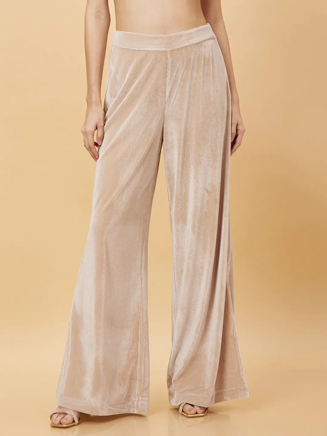 Beige Wide Leg Fit Women's Track Pants by Being Human Clothing