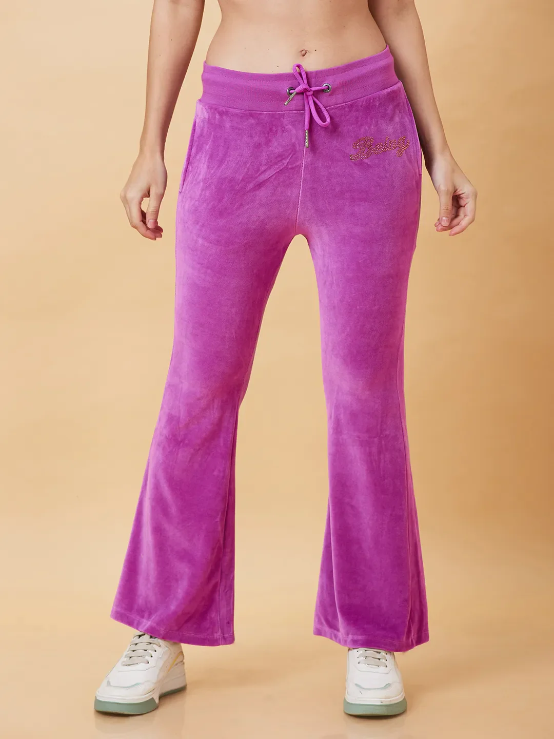 Purple Slim Flare Women's Track Pants by Being Human Clothing