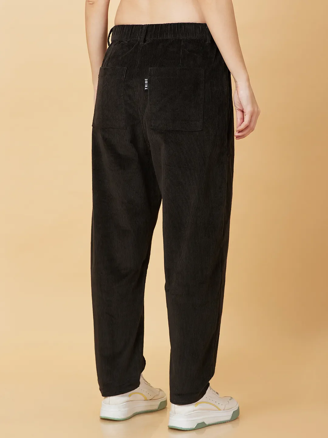 Dark Olive Easy Fit Women's Cotton Track Pants By Being Human Clothing - Image 3