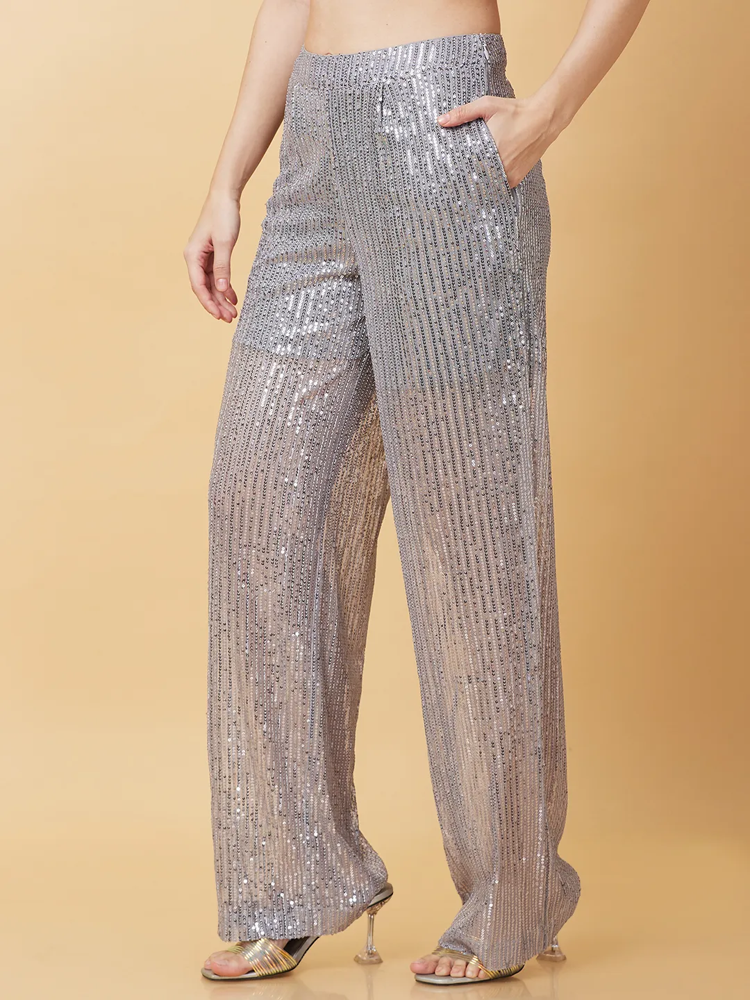 Grey Wide Leg Fit Women's Track Pants By Being Human Clothing - Image 4