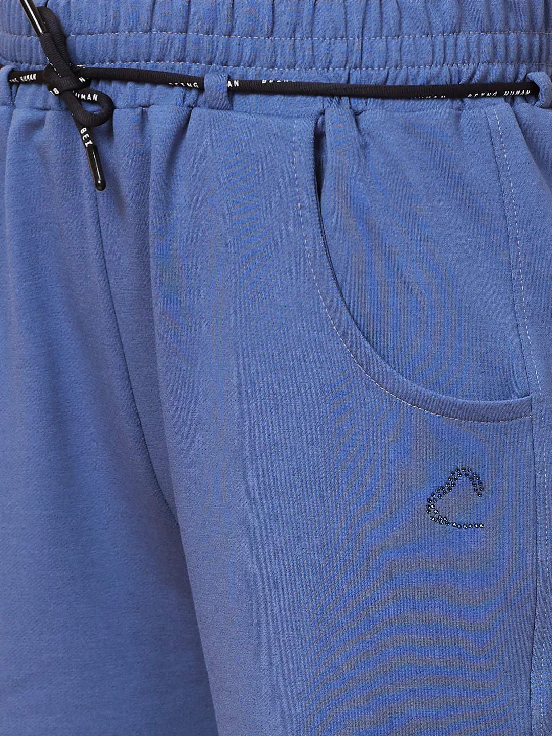 Pale Blue Easy Fit Women's Cotton Blend Track Pants By Being Human Clothing - Image 5