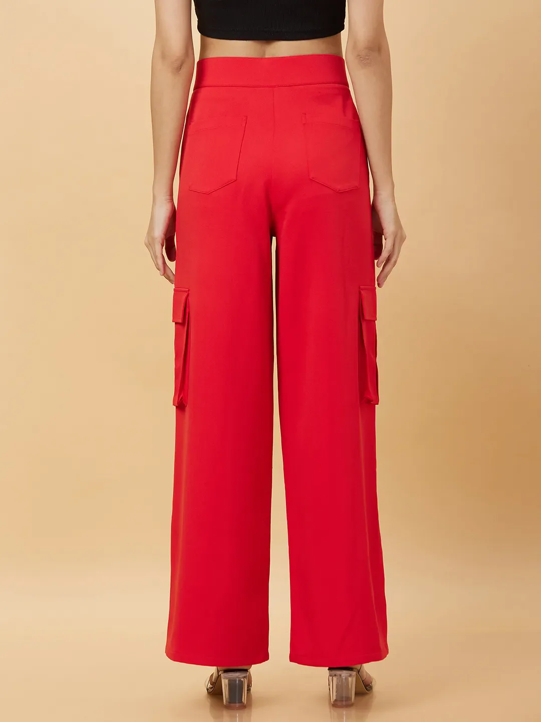 Red Wide Leg Fit Women's Track Pants By Being Human Clothing - Image 3