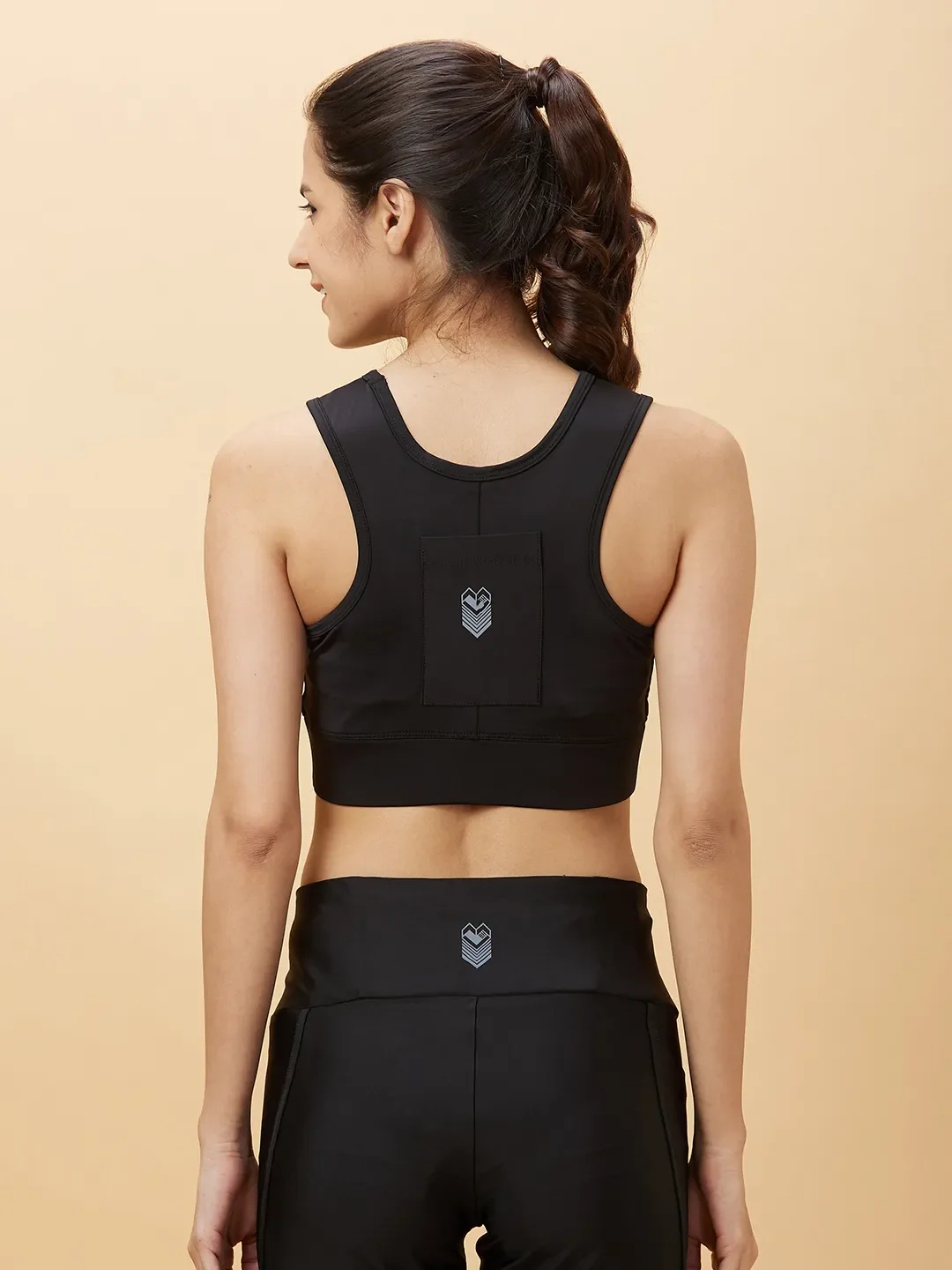 Black Slim Fit Women's Sleeveless Cropped T-Shirt By Being Human Clothing - Image 3