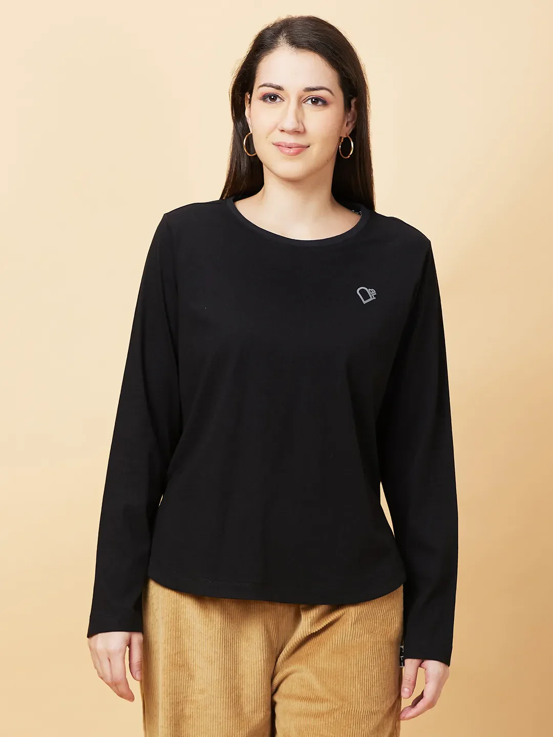 Black Easy Fit Women's Cotton T-Shirt By Being Human Clothing