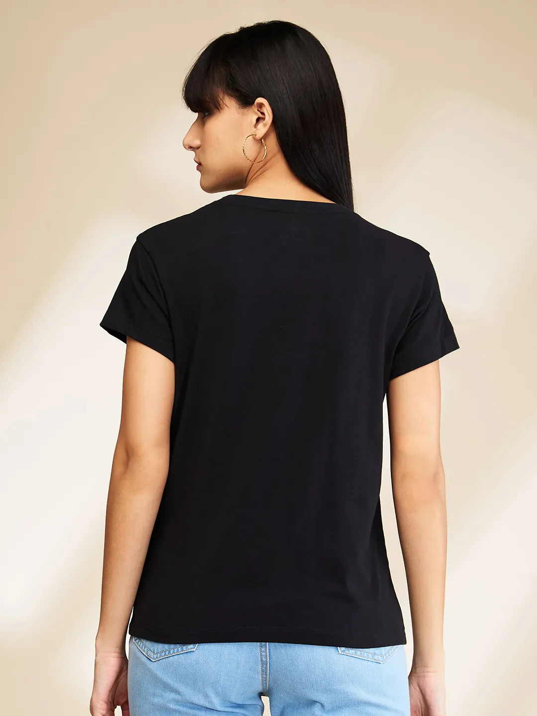 Black Easy Fit Short Sleeve Women's T-Shirt By Being Human Clothing - Image 3